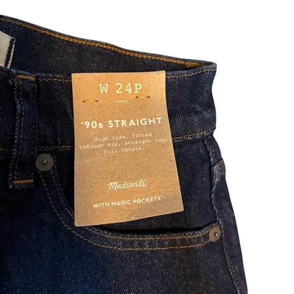 Madewell 24P 90s High Rise Straight Jeans Dark Norman Wash NWT Petite - Picture 9 of 11